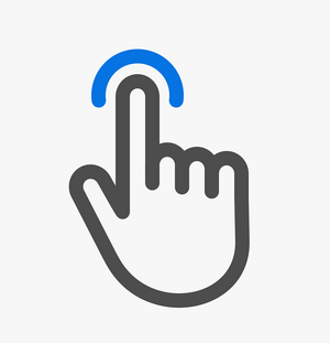 Eine Hand. Der Zeigefinger klickt auf eine blaue Linie.